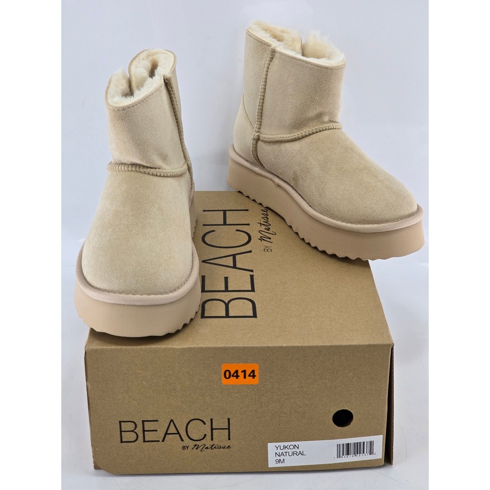 Beach by Matisse Yukon Platform Boots Womens Size 9M Natural Beige Faux Fur -NEW